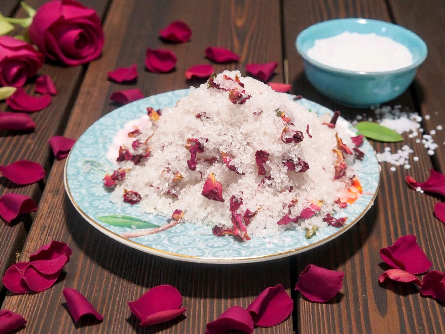 Rose Ritual -bad tisane met natuurlijke zouten, rozenbottelolie, rozenolie en rozenblaadjes